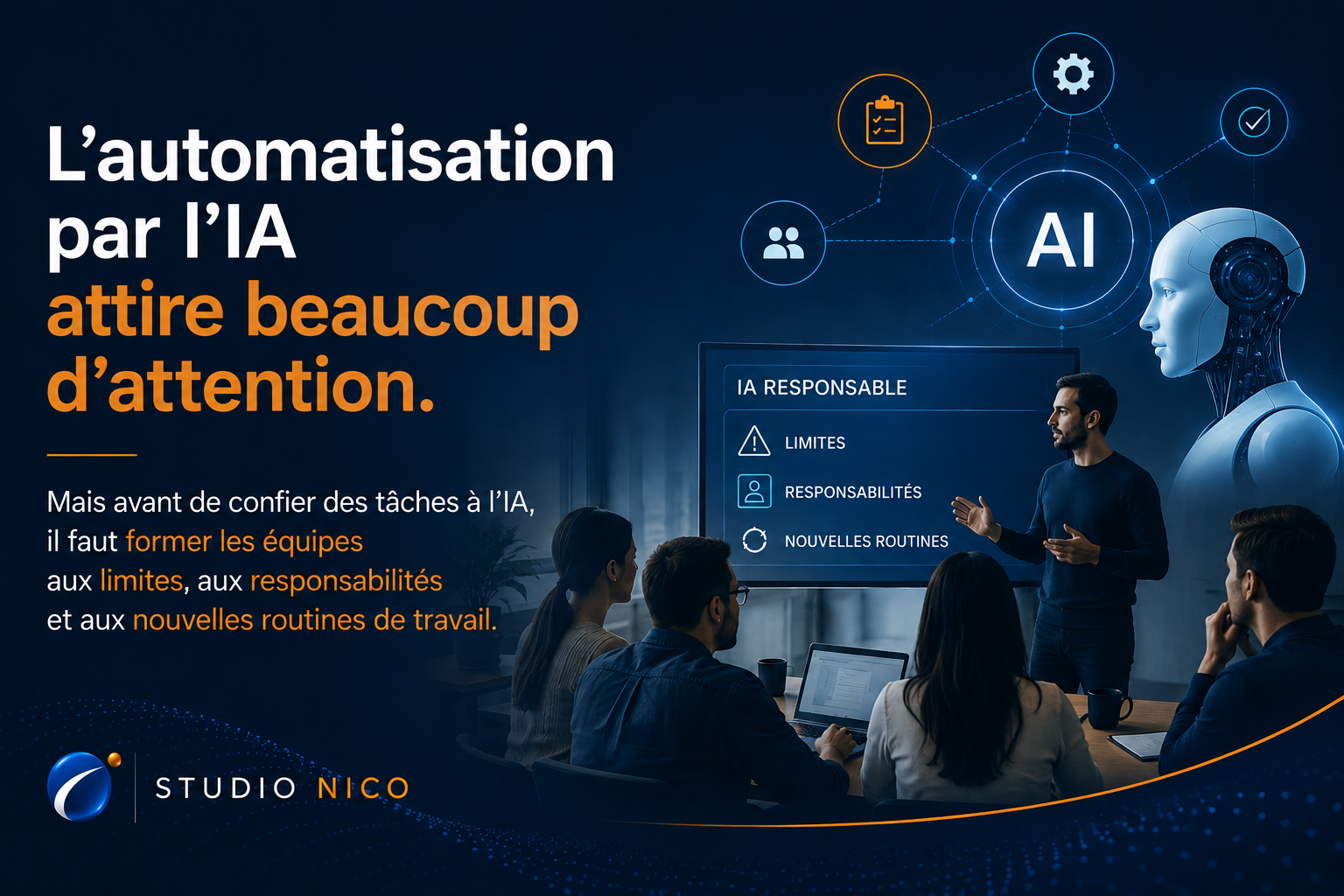 Formation en entreprise sur l'automatisation par l'IA.
