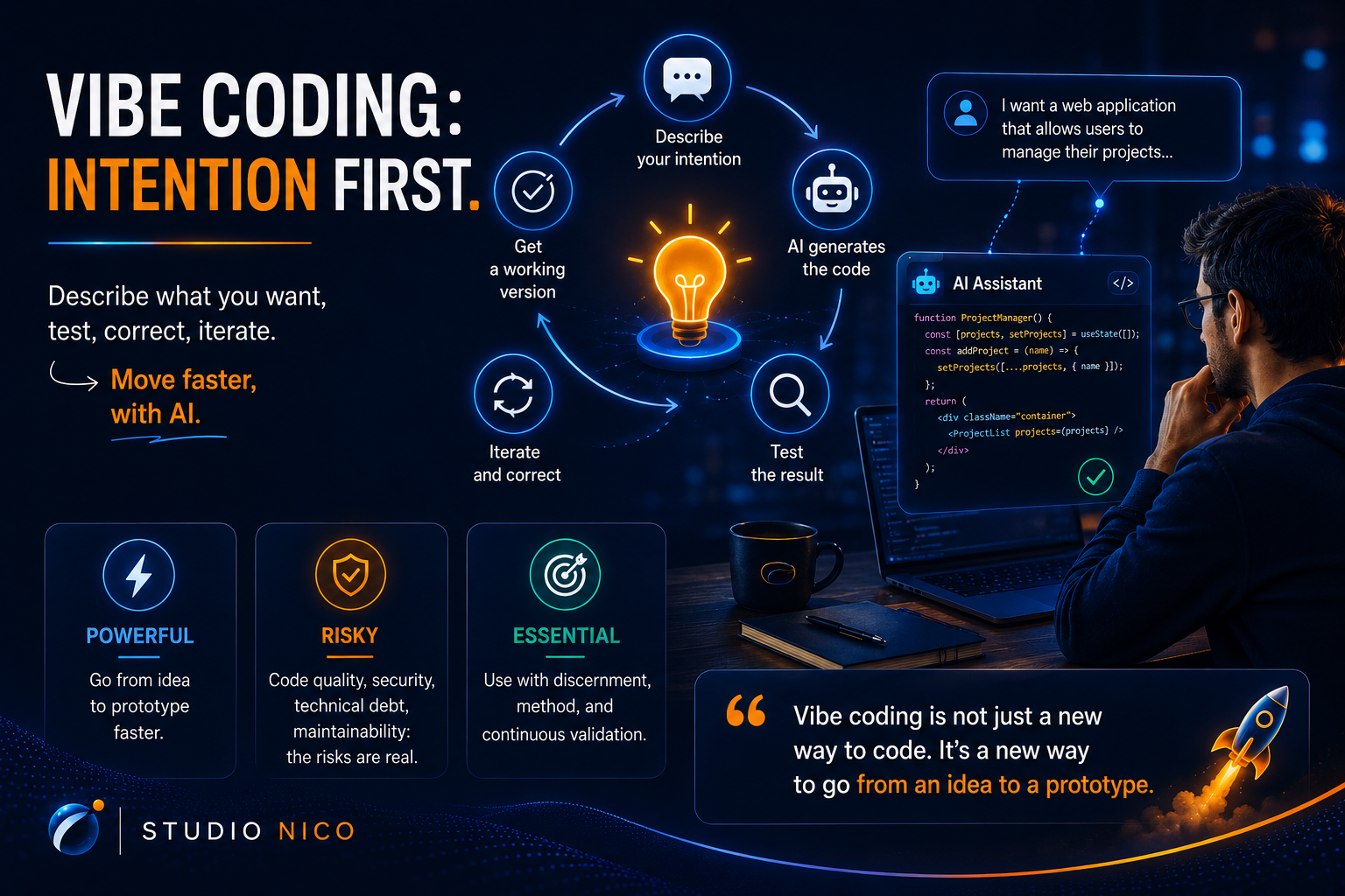 Vibe coding: moving from idea to prototype with AI.