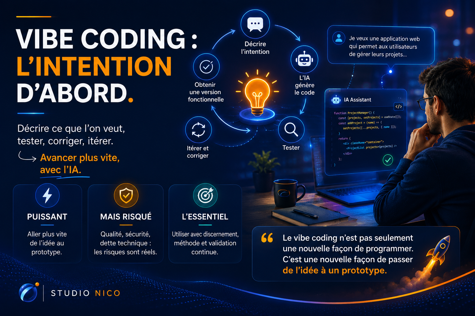 Vibe coding: passer de l'idée au prototype avec l'IA.
