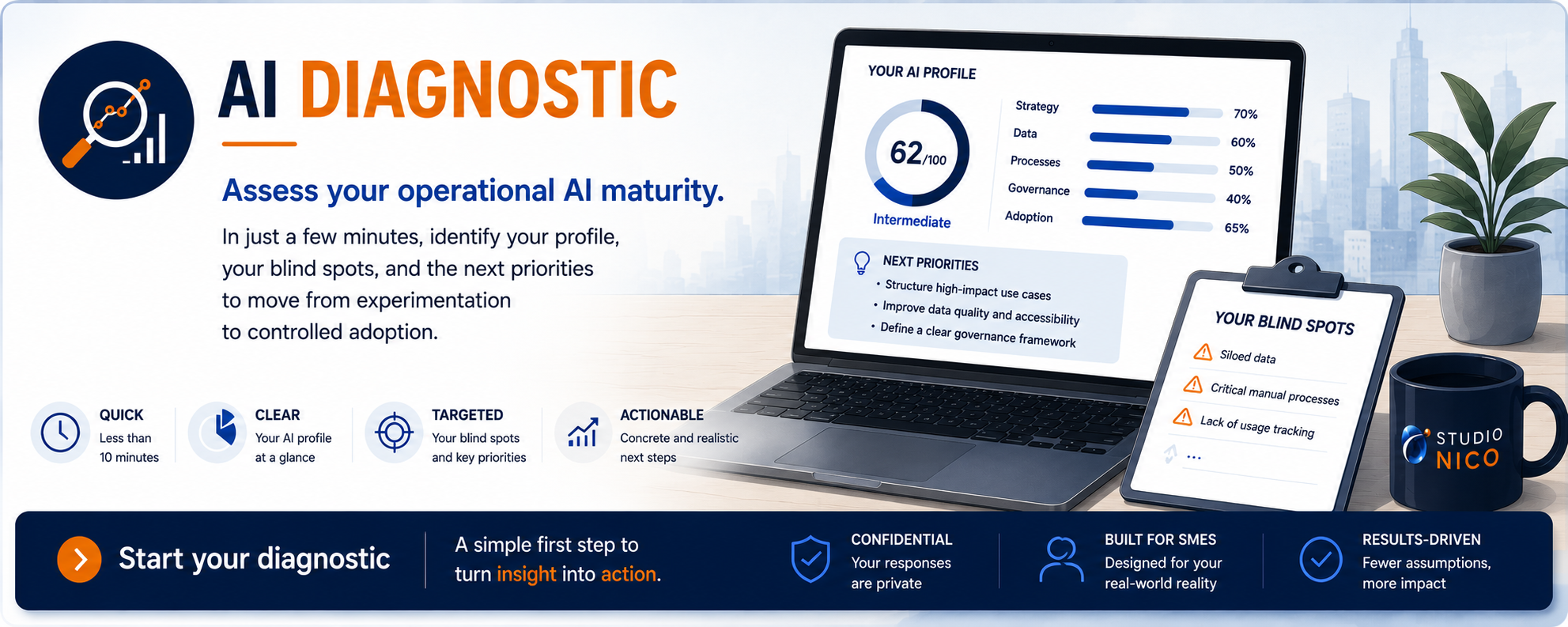 AI Diagnostic: assess your operational AI maturity and start your diagnostic.